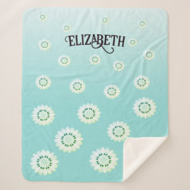 Personalisiertes hellblaues Blumenmuster Sherpadecke