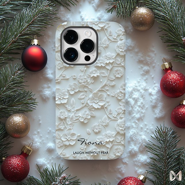 Personalisiertes hellblaues Zitat mit Blumenmotiv Case-Mate iPhone Hülle (Von Creator hochgeladen)