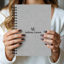 Personalisiertes Hellgrau Leinen Schwarz Typografi
