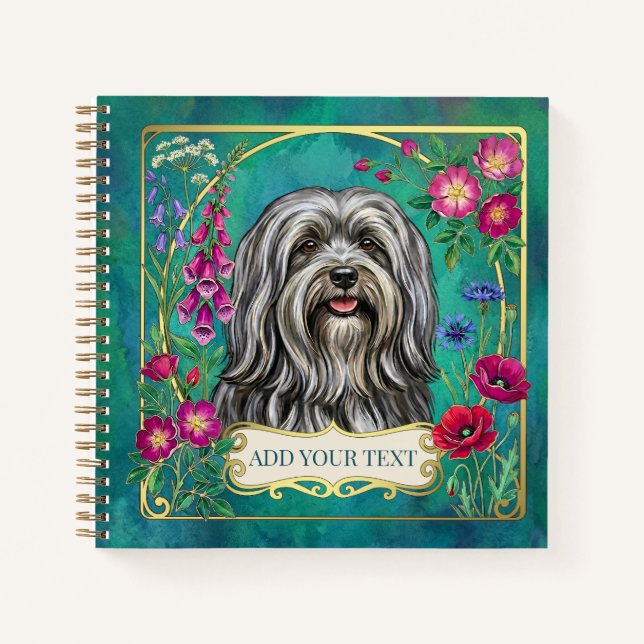 Personalisiertes Hellgraues Lhasa-Apso-Quadratnoti Notizbuch (Vorderseite)