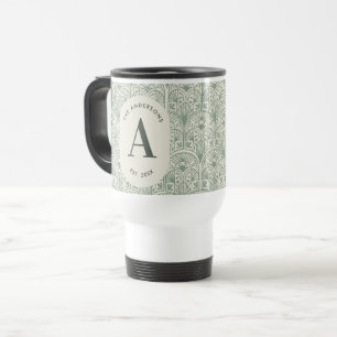 Personalisiertes Hellgrün Monogramm Eleganter Art  Reisebecher