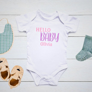 Personalisiertes Hello Baby Rosa   Strampler