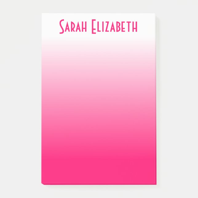 Personalisiertes, hellrosa bis weißes Ombre Post-it Klebezettel (Vorderseite)