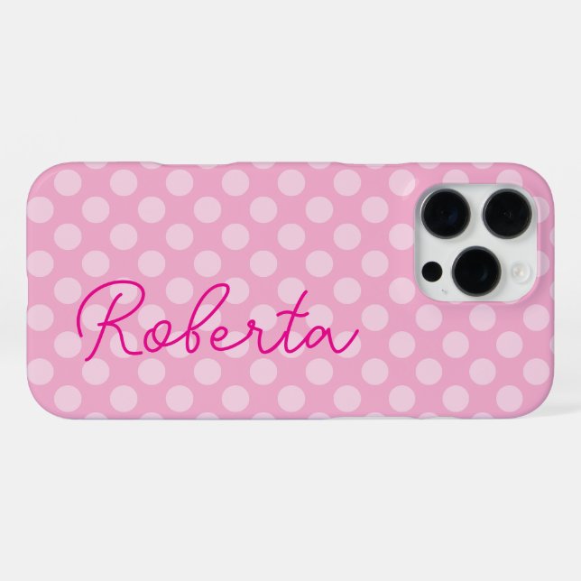 Personalisiertes hellrosa Tupfenmuster iPhone Hülle (Rückseite (Horizontal))