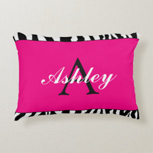 Personalisiertes Hellrosa und Zebra Dekokissen