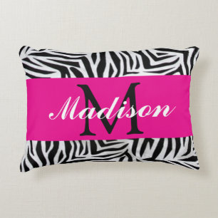 Personalisiertes Hellrosa und Zebra Dekokissen