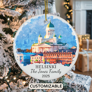 Personalisiertes Helsinki-Ornament, Finnland Keramik Ornament
