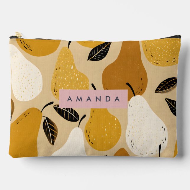 Personalisiertes Herbst-Birnen-Frucht-Design Zubehörtasche (Vorderseite)