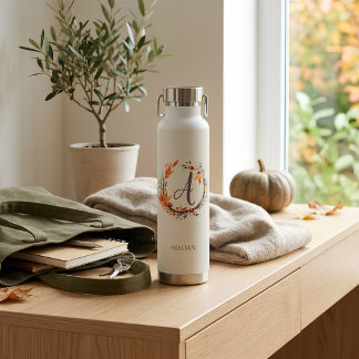 Personalisiertes Herbst-Botanik-Monogramm Trinkflasche