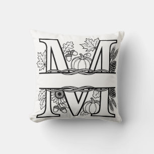 Personalisiertes Herbst-Monogramm "M" Kissen