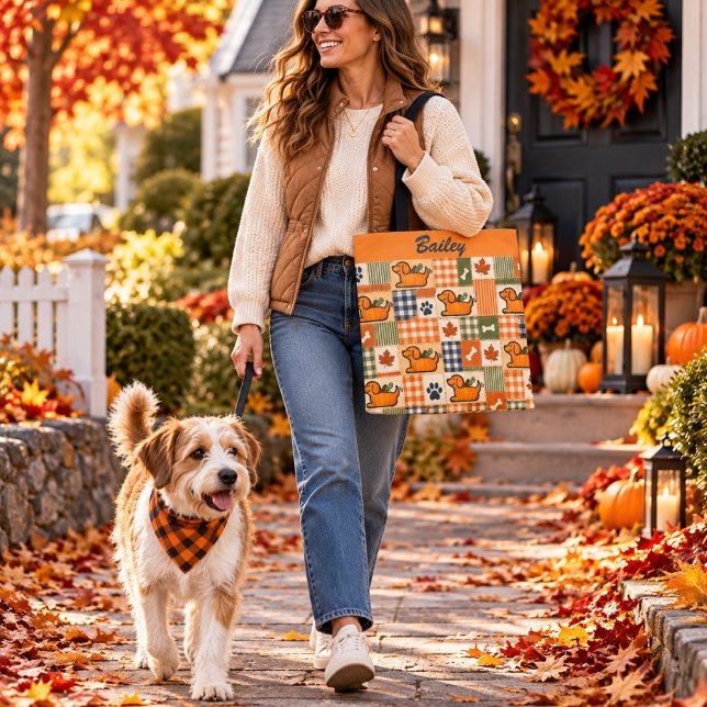 Personalisiertes Herbst-Patchwork-Hund-Kürbis über (Von Creator hochgeladen)
