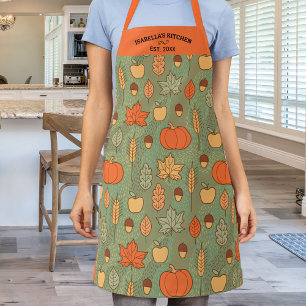 Personalisiertes Herbstmuster, Pumpkin, Blätter K Schürze