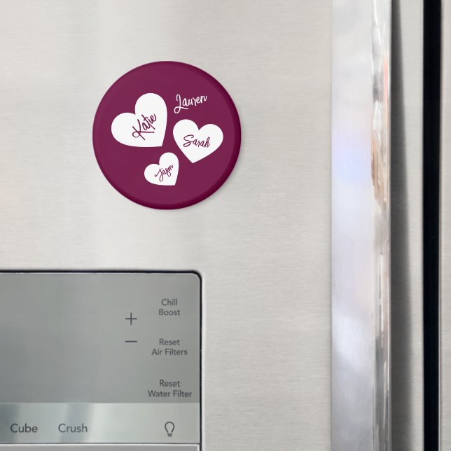 Personalisiertes Herz-Burgund Magnet (In Situ (Kühlschrank))