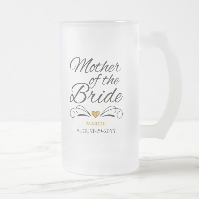 Personalisiertes Herz der Goldenen Mutter der Brau Mattglas Bierglas (Rechts)