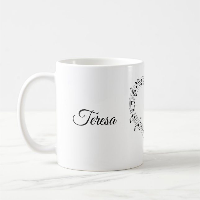 Personalisiertes Herz der Musik-Tasse Kaffeetasse (Links)