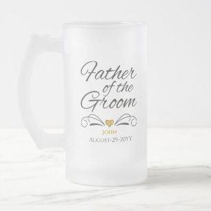 Personalisiertes Herz des goldenen Vaters des Groo Mattglas Bierglas