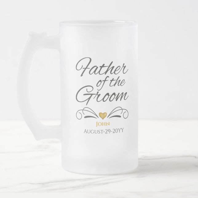 Personalisiertes Herz des goldenen Vaters des Groo Mattglas Bierglas (Links)