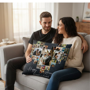 Personalisiertes Herz-Foto-Collage-Wurfkissen Kissen