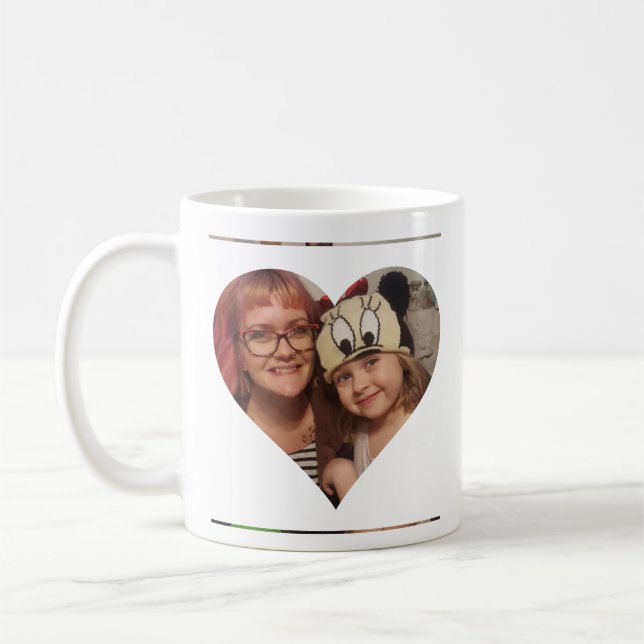 Personalisiertes Herz-Foto und Nachricht für Mama Kaffeetasse (Links)