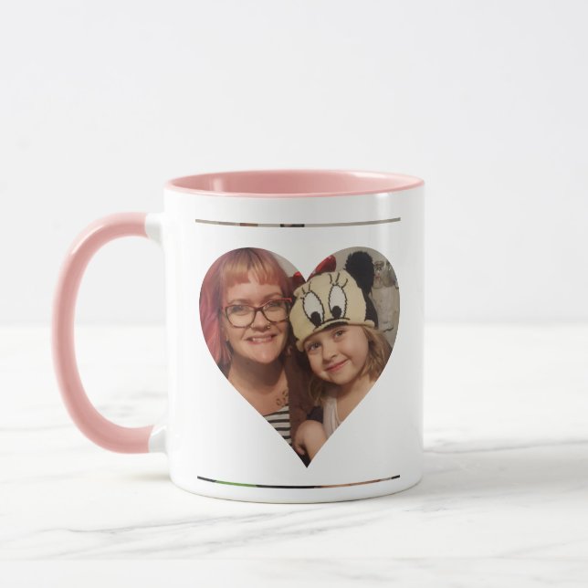 Personalisiertes Herz-Foto und Nachricht für Mama Tasse (Links)