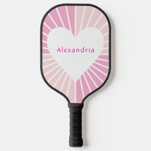 Personalisiertes Herz in Rosa Pickleball Schläger