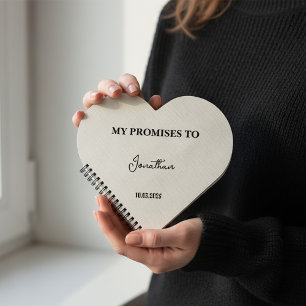 Personalisiertes Herz-Shaped Vow Book  Meine Versp Notizbuch