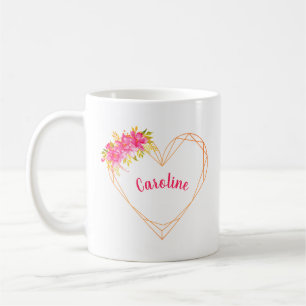 Personalisiertes Herz und Blume Romantische Tasse