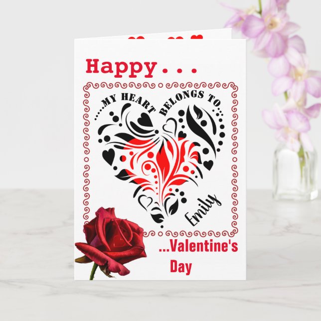 Personalisiertes Herzdesign Valentine Fotokarte Karte (Orchidee)
