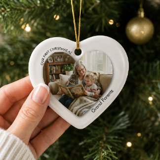 Personalisiertes herzförmiges Foto Großeltern  Keramik Ornament