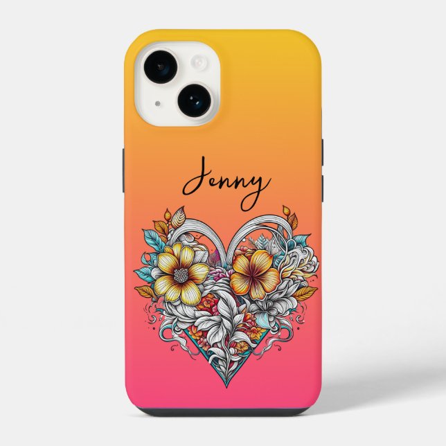 Personalisiertes Herzherz Romantik iPhone Hülle (Rückseite)