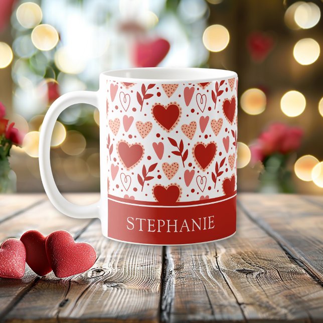 Personalisiertes Herzmuster Kaffeetasse (Personalized Valentine Heart Pattern Coffee Mug)