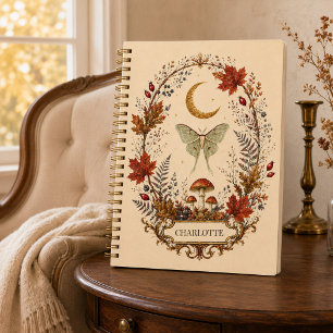 Personalisiertes Hexen-Herbst-Luna-Moth-Tagebuch Notizbuch