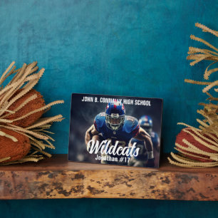 Personalisiertes High School Football Player Foto Fotoplatte