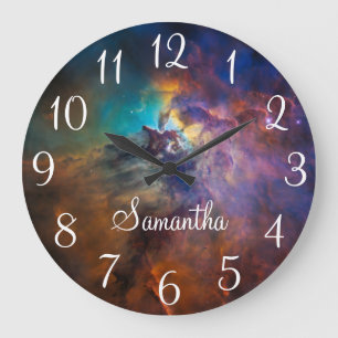 Personalisiertes Himmelbild Lagunennebel Große Wanduhr