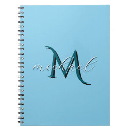 Personalisiertes Himmelblau Monogramm Anfangsbuchs Notizblock