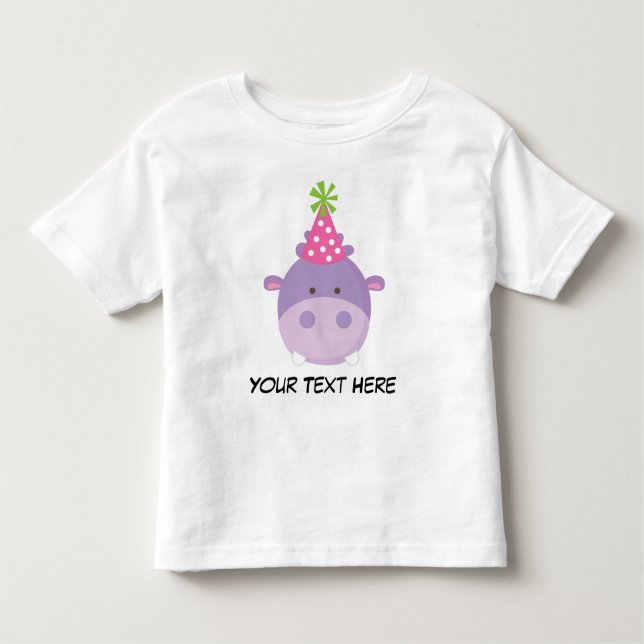 Personalisiertes Hippo Birthday T Shirt für Mädche (Vorderseite)