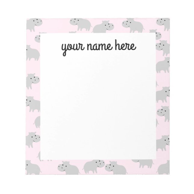 Personalisiertes Hippo Notepad Notizblock (Vorderseite)