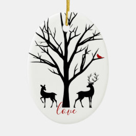 Personalisiertes Hirschpaar in der Liebe Keramik Ornament