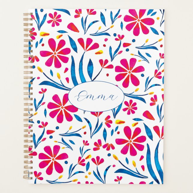 Personalisiertes Hochwertiges Blumenmuster Planer (Vorderseite)