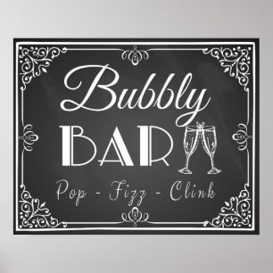 Personalisiertes Hochzeits-"Bubbly Bar"-Schild auf Poster