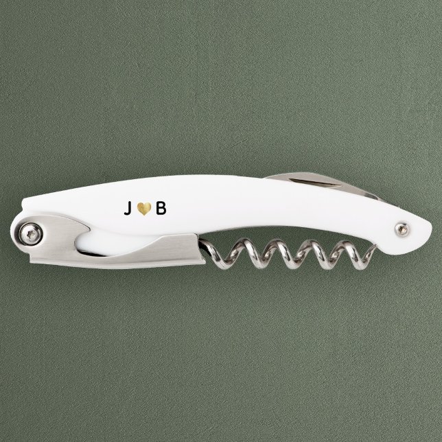 Personalisiertes Hochzeits-Herz-Paar-Monogramm Kellnermesser (Von Creator hochgeladen)