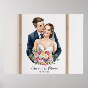 Personalisiertes Hochzeitscoupportrait - Custom Br Poster