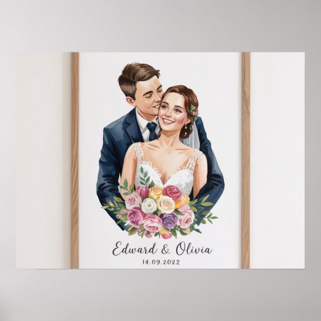 Personalisiertes Hochzeitscoupportrait - Custom Br Poster (Vorne)