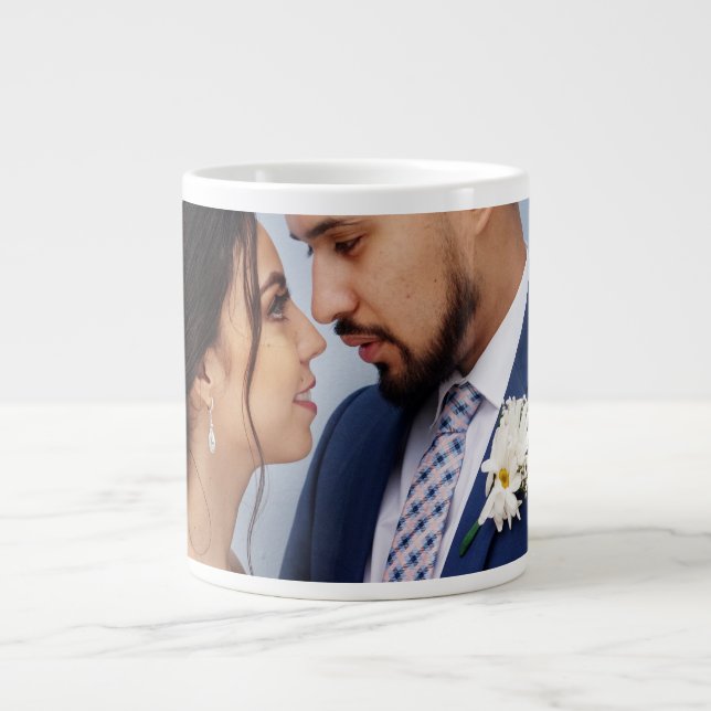 Personalisiertes Hochzeitsfoto für Paare Jumbo-Tasse (Vorderseite)