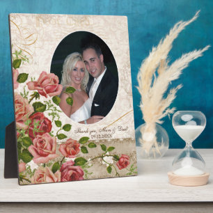 Personalisiertes Hochzeitsfoto-Gitter Rosen Vintag Fotoplatte