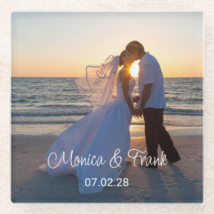 Personalisiertes Hochzeitsfoto Glasuntersetzer