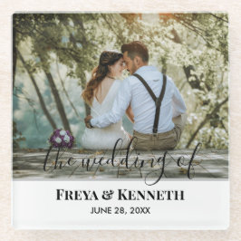 Personalisiertes HochzeitsFoto mit Liebe - Weiße T Glasuntersetzer