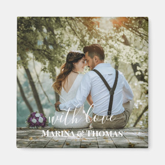Personalisiertes HochzeitsFoto mit moderner Kallig Magnet