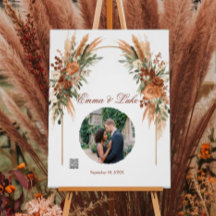 Personalisiertes Hochzeitsfoto-QR-Code-Schild | Ru
