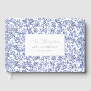 Personalisiertes Hochzeitsfranzösisches Toile Blau Gästebuch